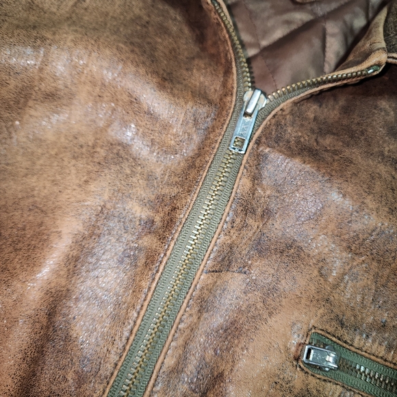 ADAM SPENCER GUC MENS SZ 44 DISTRESSED LEATHER MOTO JACKET - Picture 4 of 14